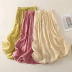 Embroidered A-Line Skirt – Elastic-Waist Plus-Size Midi Skirt